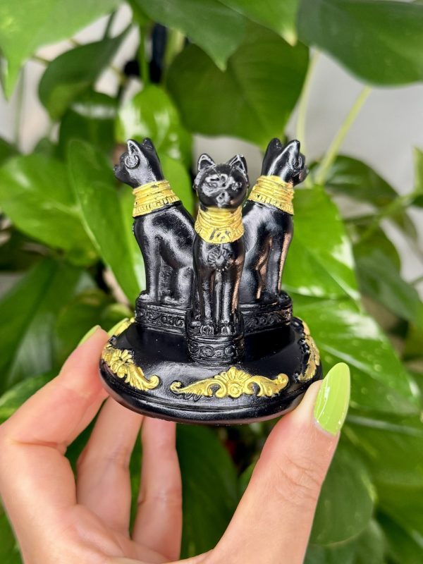 Porte sphère chat égyptien minéraux cristaux pierres naturelles lithothérapie 2 Socle pour Sphère – Chat Égyptien Bastet