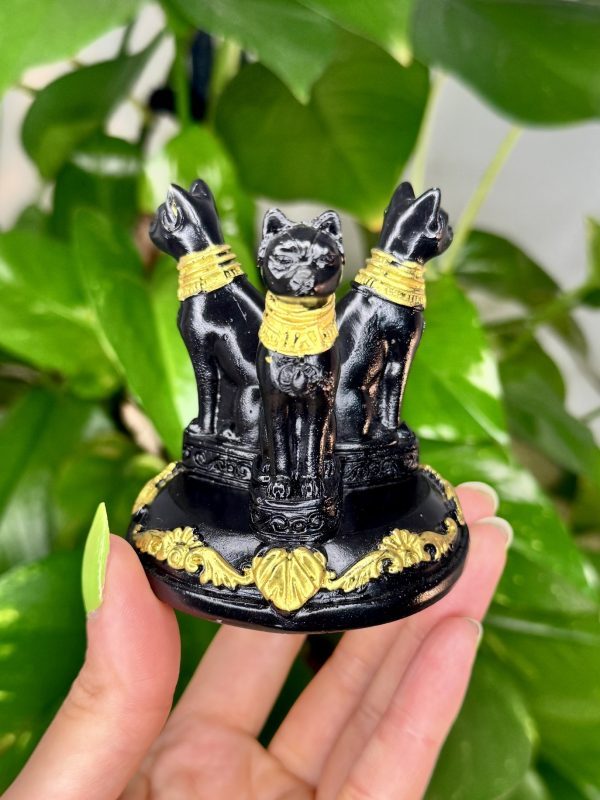 Porte sphère chat égyptien minéraux cristaux pierres naturelles lithothérapie Socle pour Sphère – Chat Égyptien Bastet