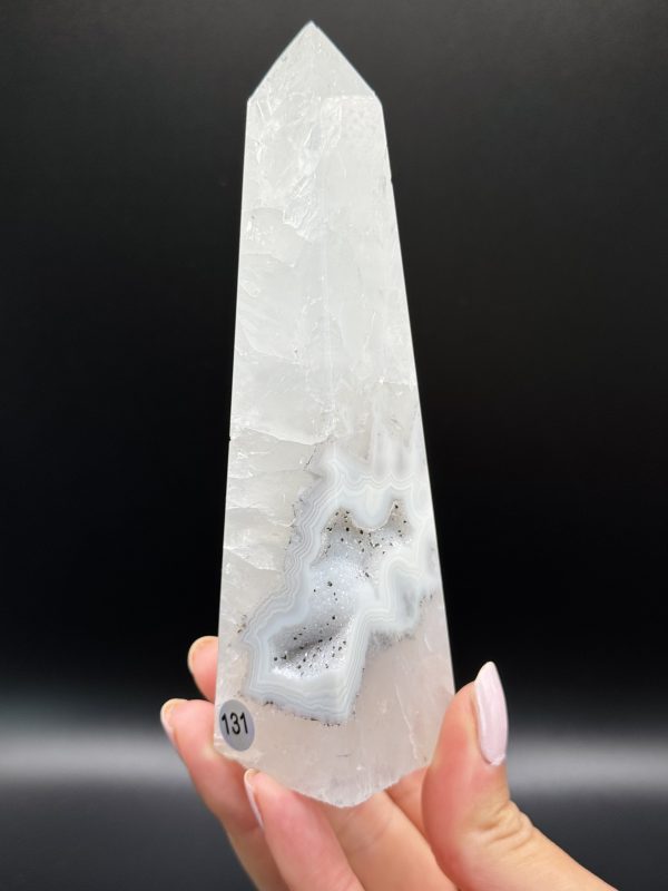 Tour obélisque agate drusy du Brésil n°131