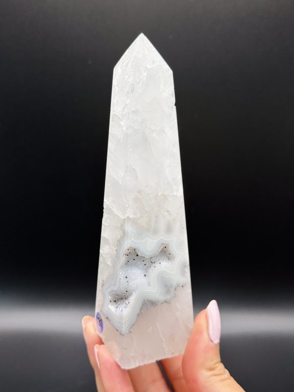 Tour obélisque agate drusy du Brésil n°131