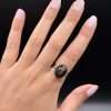 Bague Obsidienne dorée ajustable argent s925