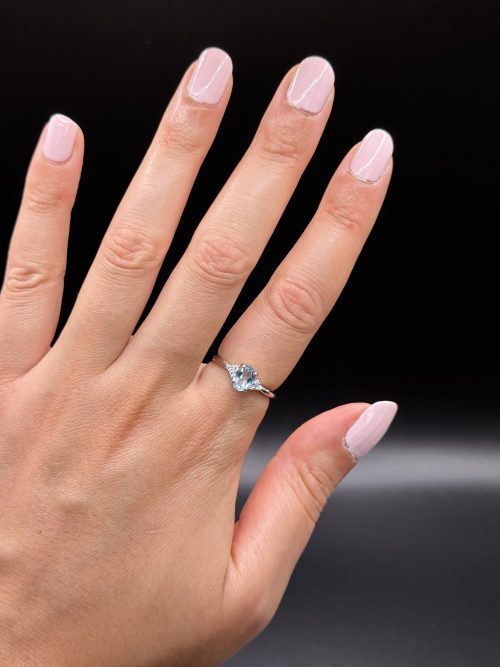 Bague ajustable en topaze bleue acier inoxyable