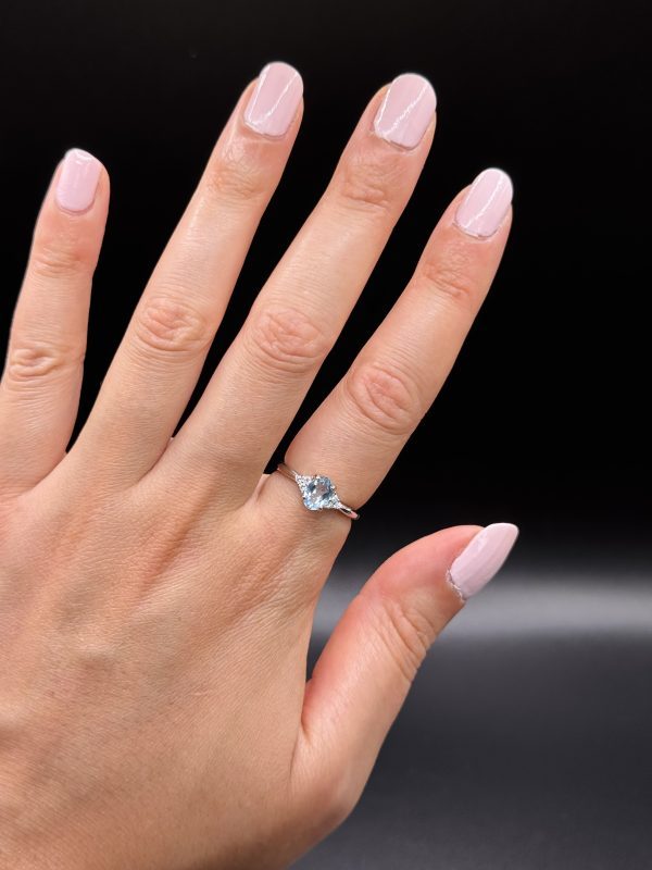 Bague ajustable en topaze bleue acier inoxyable