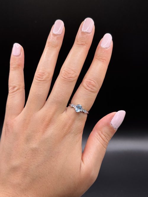 Bague ajustable en topaze bleue argent s925