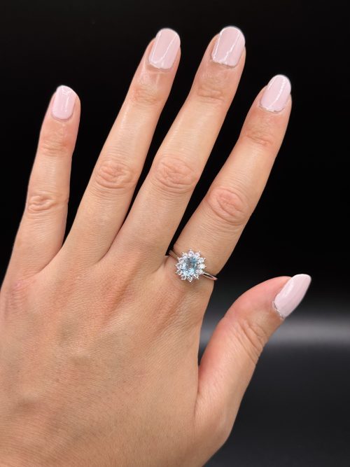Bague ajustable en topaze bleue