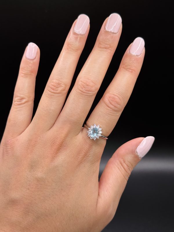 Bague ajustable en topaze bleue