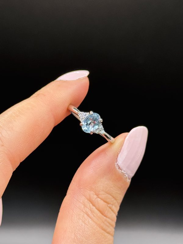 Bague ajustable en topaze bleue acier inoxyable