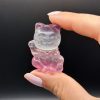 Chat porte-bonheur Maneki Neko en fluorite multicolore n°176