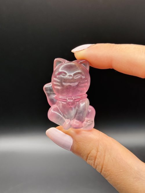 Chat porte-bonheur Maneki Neko en fluorite multicolore n°177