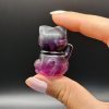 Chat porte-bonheur Maneki Neko en fluorite multicolore n°168