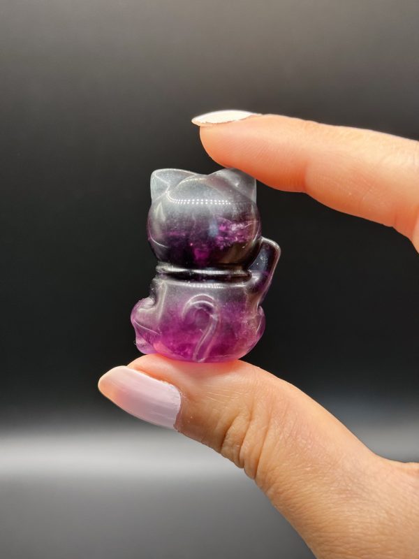 Chat porte-bonheur Maneki Neko en fluorite multicolore n°168