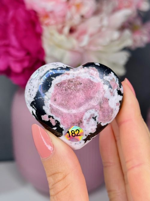 Cœur en Rhodonite Rose n°182, Pérou
