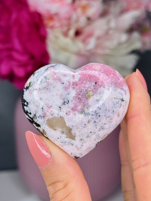 Cœur en Rhodonite Rose n°182, Pérou