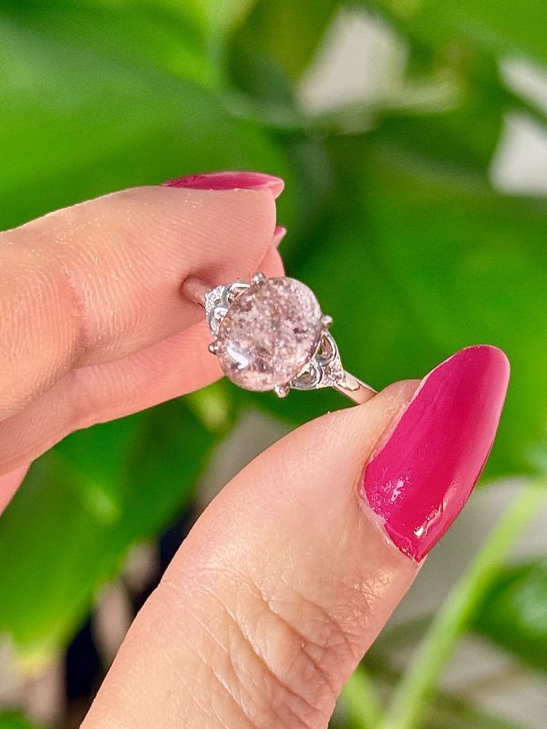 bague ajustable en pierre naturelle lodolite quartz garden jardin cristaux minéraux Bague Quartz Lodolite ajustable