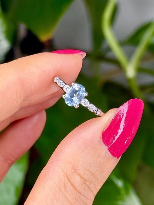 bague ajustable en pierre naturelle topaze bleue cristaux minéraux 2 Bague ajustable en topaze bleue
