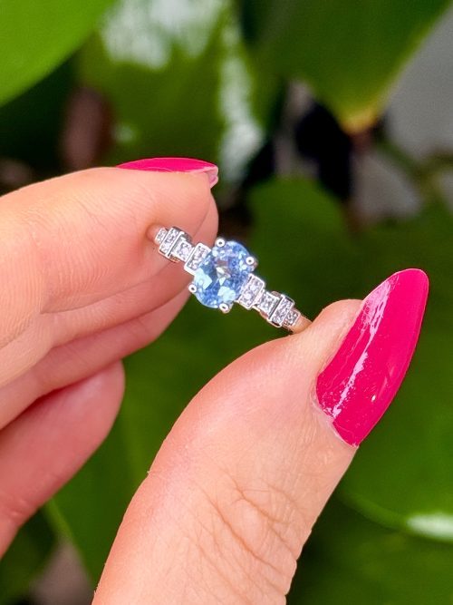 bague ajustable en pierre naturelle topaze bleue cristaux minéraux 3 Bague ajustable en topaze bleue argent s925