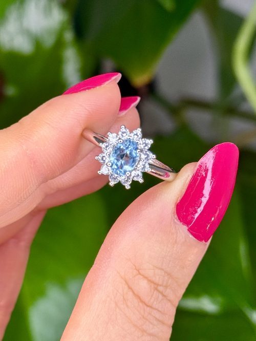 bague ajustable en pierre naturelle topaze bleue cristaux minéraux Bague ajustable en topaze bleue