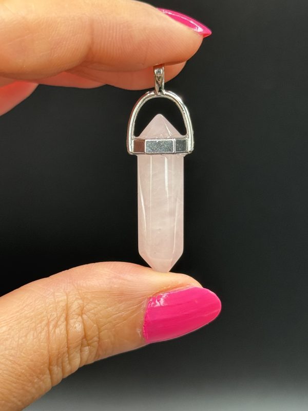 Pendentif en Quartz Rose bipointe N°428