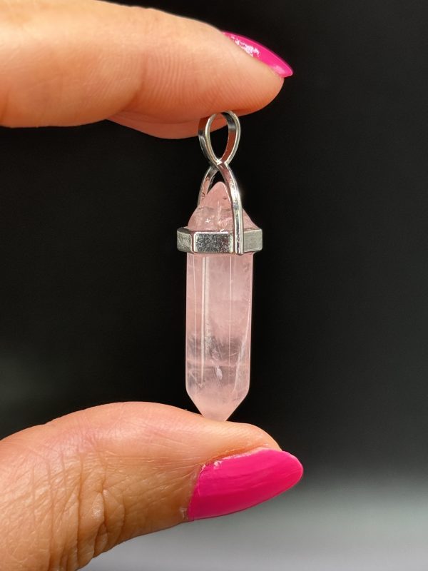 Pendentif en Quartz Rose bipointe N°445