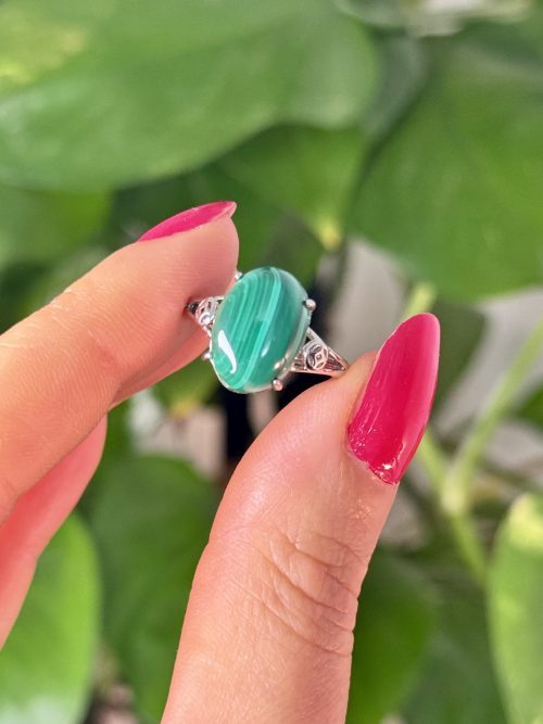 bague ajustable en malachite pierre naturelle cristaux minéraux 11 Bague en Malachite N.5