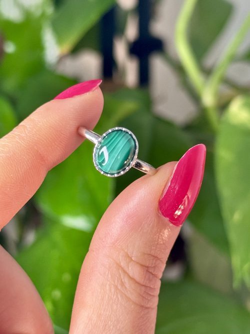 bague ajustable en malachite pierre naturelle cristaux minéraux Bague en Malachite N.38