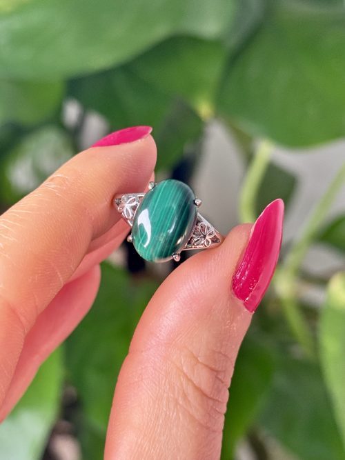 bague ajustable en malachite pierre naturelle cristaux minéraux 7 Bague en Malachite N.33