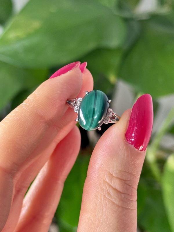 bague ajustable en malachite pierre naturelle cristaux minéraux 8 Bague en Malachite N.15