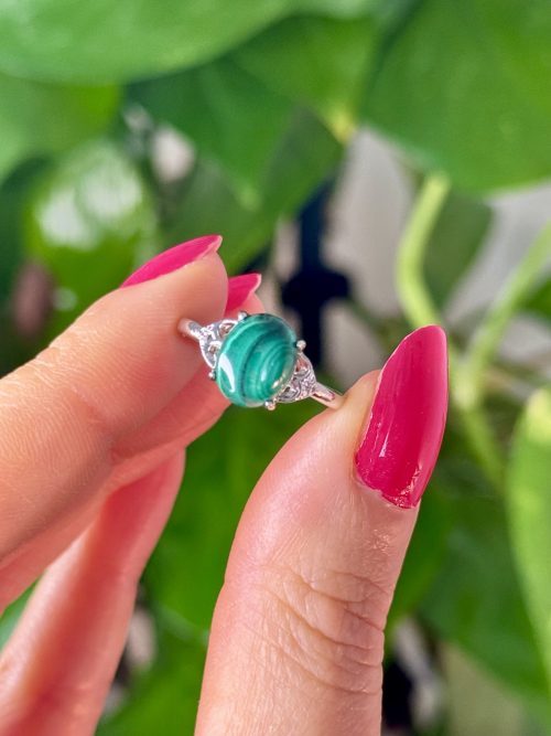 bague ajustable en malachite pierre naturelle cristaux minéraux 9 Bague en Malachite N.444