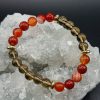 Bracelet Énergie & Ancrage – Quartz Fumé, Agate Rouge et Hématite Dorée (8mm) - 16cm
