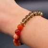 Bracelet Énergie & Ancrage – Quartz Fumé, Agate Rouge et Hématite Dorée (8mm) - 16cm
