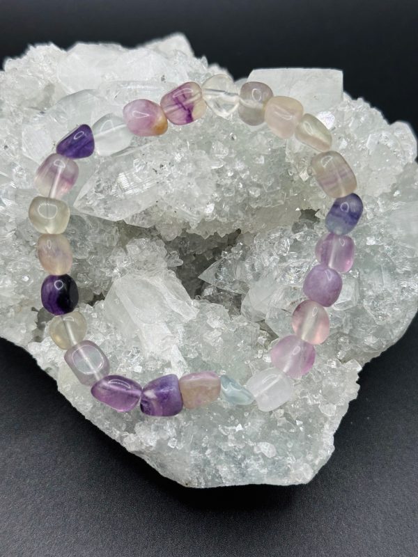 Bracelet Éclat Naturel – Fluorite Multicolore (Perles Irrégulières) - 17cm