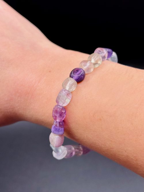 Bracelet Éclat Naturel – Fluorite Multicolore (Perles Irrégulières) - 17cm