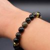 Bracelet Protection & Prestige – Obsidienne Dorée et Hématite Dorée (8mm) - 16cm