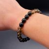 Bracelet Équilibre & Bouclier – Quartz Fumé et Obsidienne (8mm) - 18cm