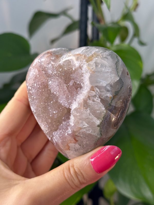 Coeur en améthyste rainbow Druzy Sugar multicolore Uruguay minéraux cristaux collection pierres naturelles 3 Cœur d'Améthyste "Rainbow" d’Uruguay – Pièce Unique N.416