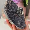 Améthyste Noire "Sugar Druzy" avec sa Calcite Givrée d’Hématite d'Uruguay