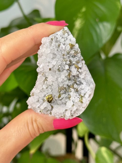 Amas de Quartz avec inclusions de Pyrite minéraux cristaux collection pierres naturelles Amas de Cristal de Roche brut avec inclusions de Pyrite