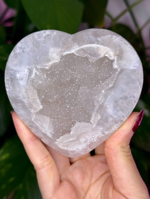 Cœur en Agate Blanche Druzy, Uruguay, N.490