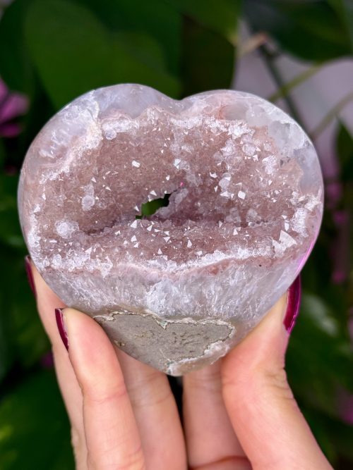 Cœur en Améthyste Rainbow Druzy, Rose, Uruguay, N.473